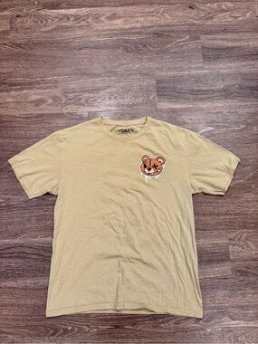 Miken Snitches Get Stitches Teddy Bear Graphic Tee Tan Cotton Shirt Medium